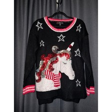 Ugly Christmas Sweater Xmas Size Large Unicorn