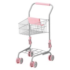 Kids Shopping Cart Toy with 6 L Basket  12" Doll, Folds for Storage