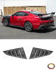 Carbon Fiber Sun Shade Cover Fits 24-Up Ford Mustang Side Quarter Window Louver