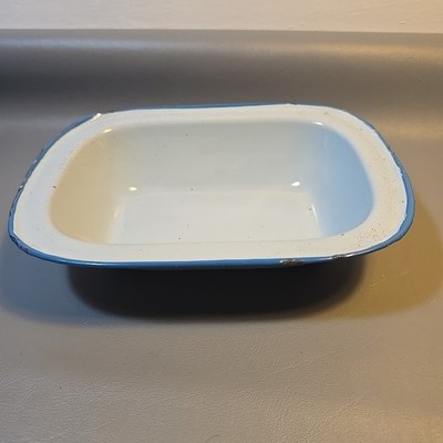 Vintage hellblau Emaillegeschirr Tortenplatte Kitchenalia Landhaus Retro Landhaus