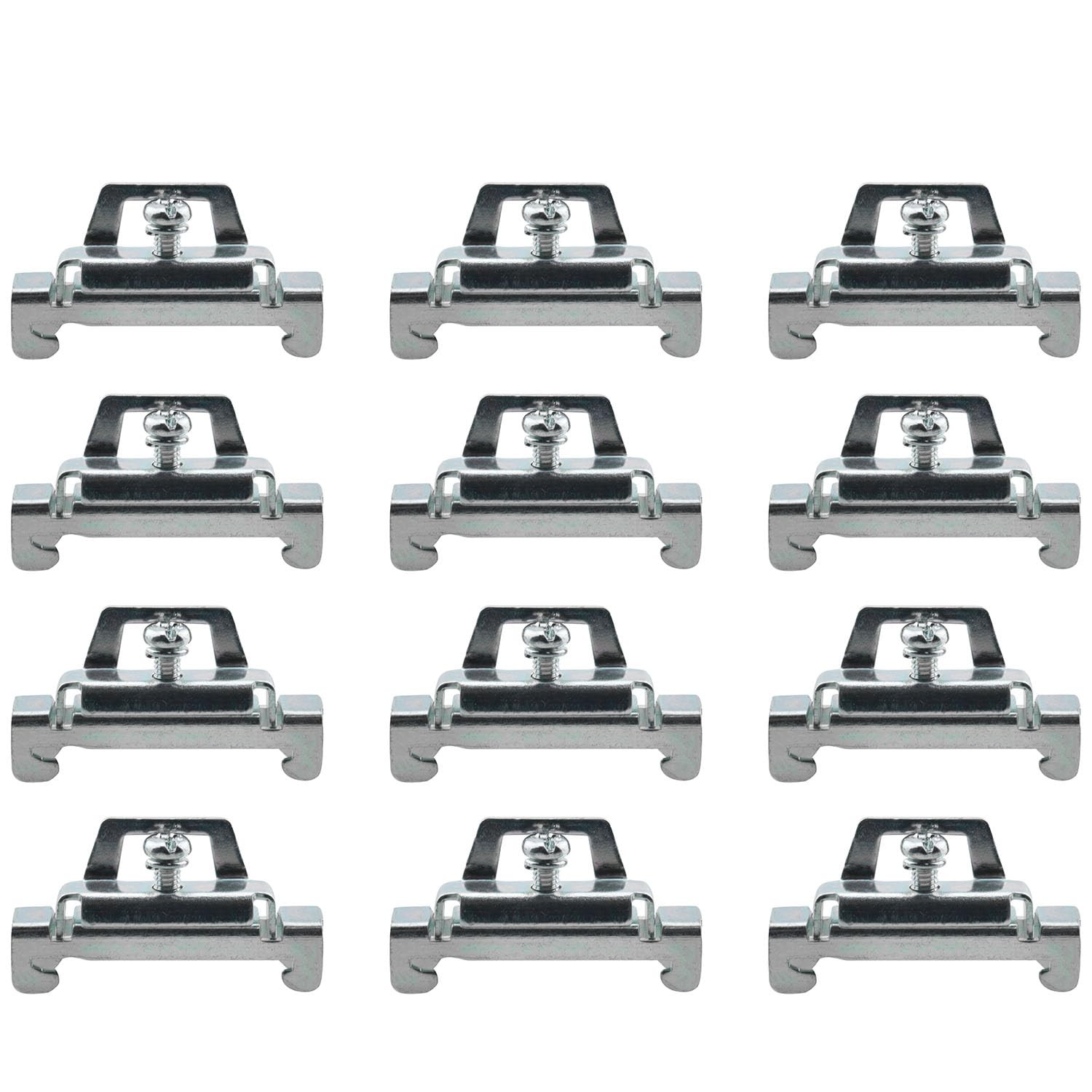 12 PCS Silver Galvanized DIN Rail Mount Terminal Blocks End Stopper Screw Type