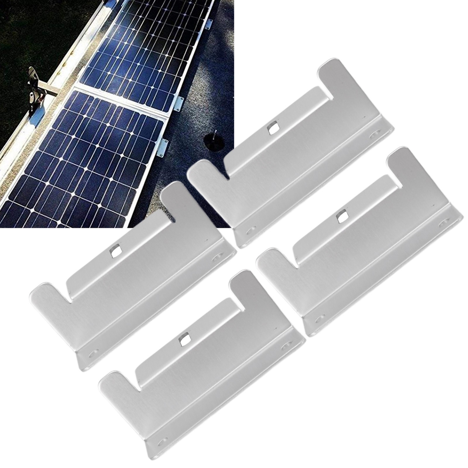 4pcs/set Rooftop Solar Panel Bracket Silver Aluminum Alloy Weatherproof Solar
