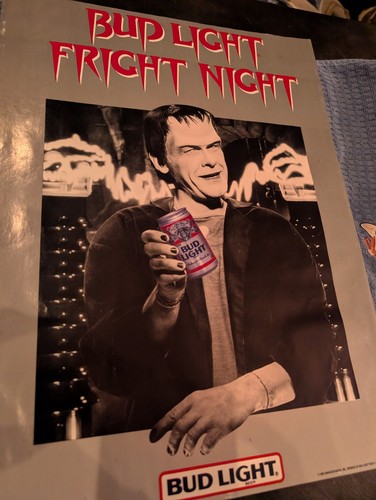 VTG Bud Light Halloween Fright Night Poster Frankenstein Beer Poster 1985