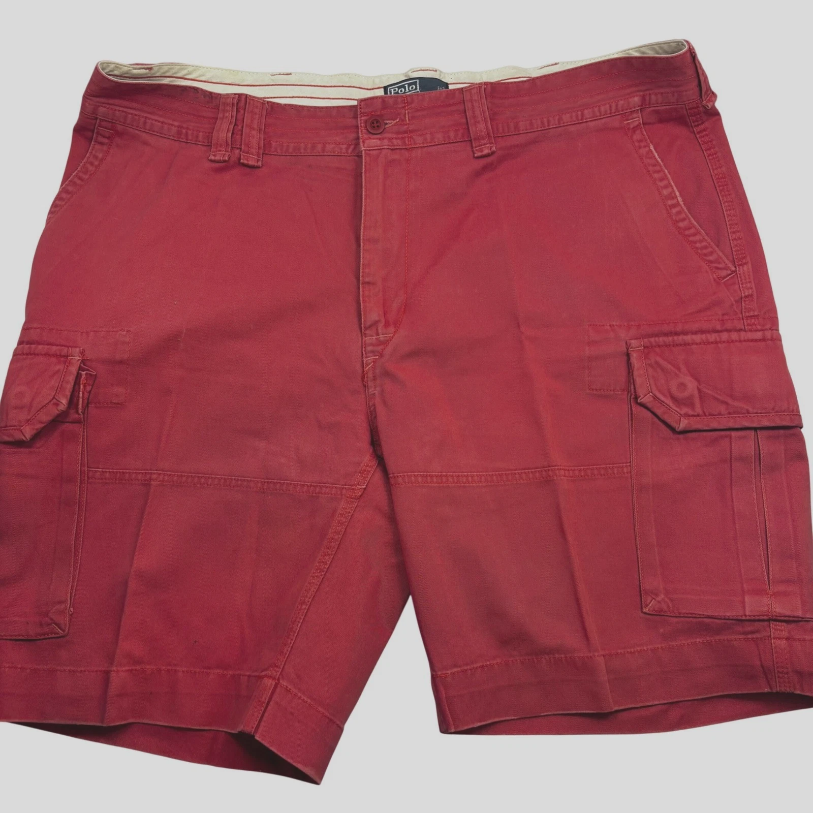 Polo Ralph Lauren Mens Red Cotton Twill Cargo Shorts Size 44B Classic Chino
