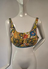 VINTAGE 1970  S FLORAL PRINT BIKINI TOP W BUILT IN BUST CUPS