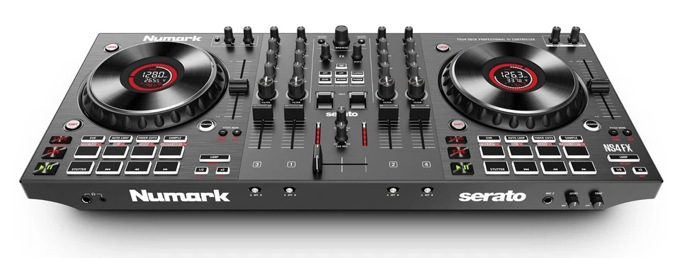 Numark NS4FX DJ Deluxe Set mit Studio Monitoren, Stativen, Kopfhörer & Kabel - Bild 4 von 4