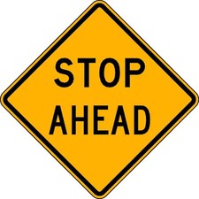 LYLE LW3-1A-18HA Stop Ahead Traffic Sign, 18 in W, 18 in H, Aluminum, Yellow