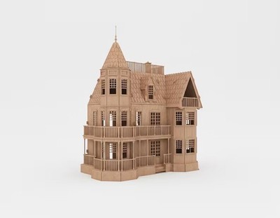 Viktorianisches Puppenhaus Laser geschnitten Holz 3D Modell/Puzzle Kit