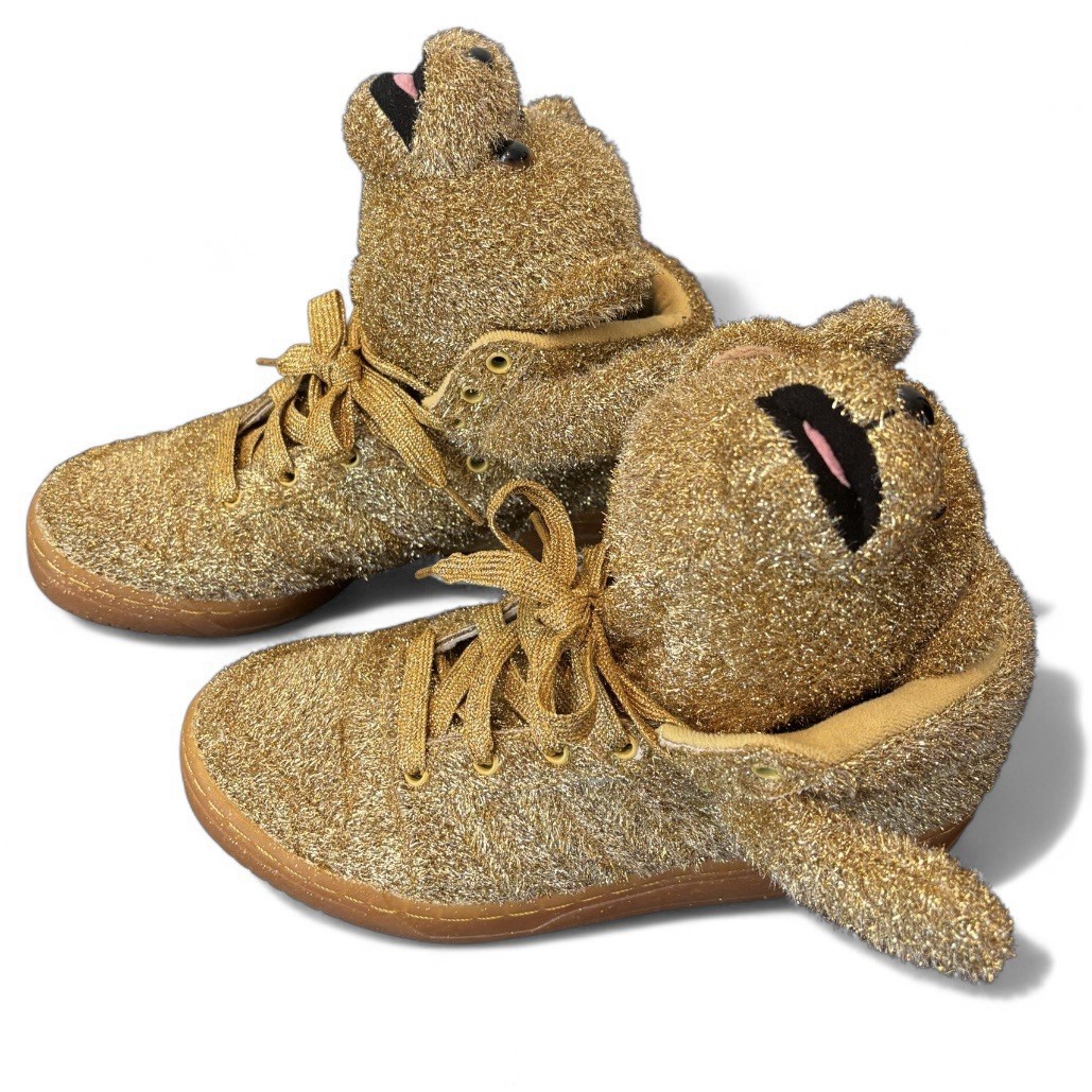靴 adidasJS JeremyScott TeddyBear 27 Jeremy Scott X Adidas High Top Golden Teddy Bear Shoes Size