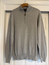 Brooks Brothers Sweater Pullover Men  s Size Large Supima Cotton Gray 1/4 Zip