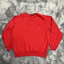 Vintage Polo Ralph Lauren Sweatshirt Mens Large Red Fleece Crewneck Pony Logo