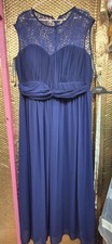 Little Mistress Size 20 Blue Lace Sleeveless Maxi Long Evening Dress (226/267/v)