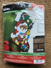 2014 Plaid Bucilla Felt Stocking Kit - Teddy Bear Santa HB86503 - NIP