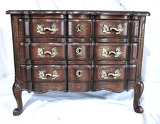 BIG RARE VINTAGE MINIATURE FRENCH PROVINCIAL CHEST DRAWER WOOD BRASS JEWELRY BOX