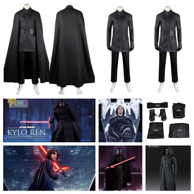 Star Wars Kylo Ren Cosplay Halloween party Black Battle Costume+cloak fullsets