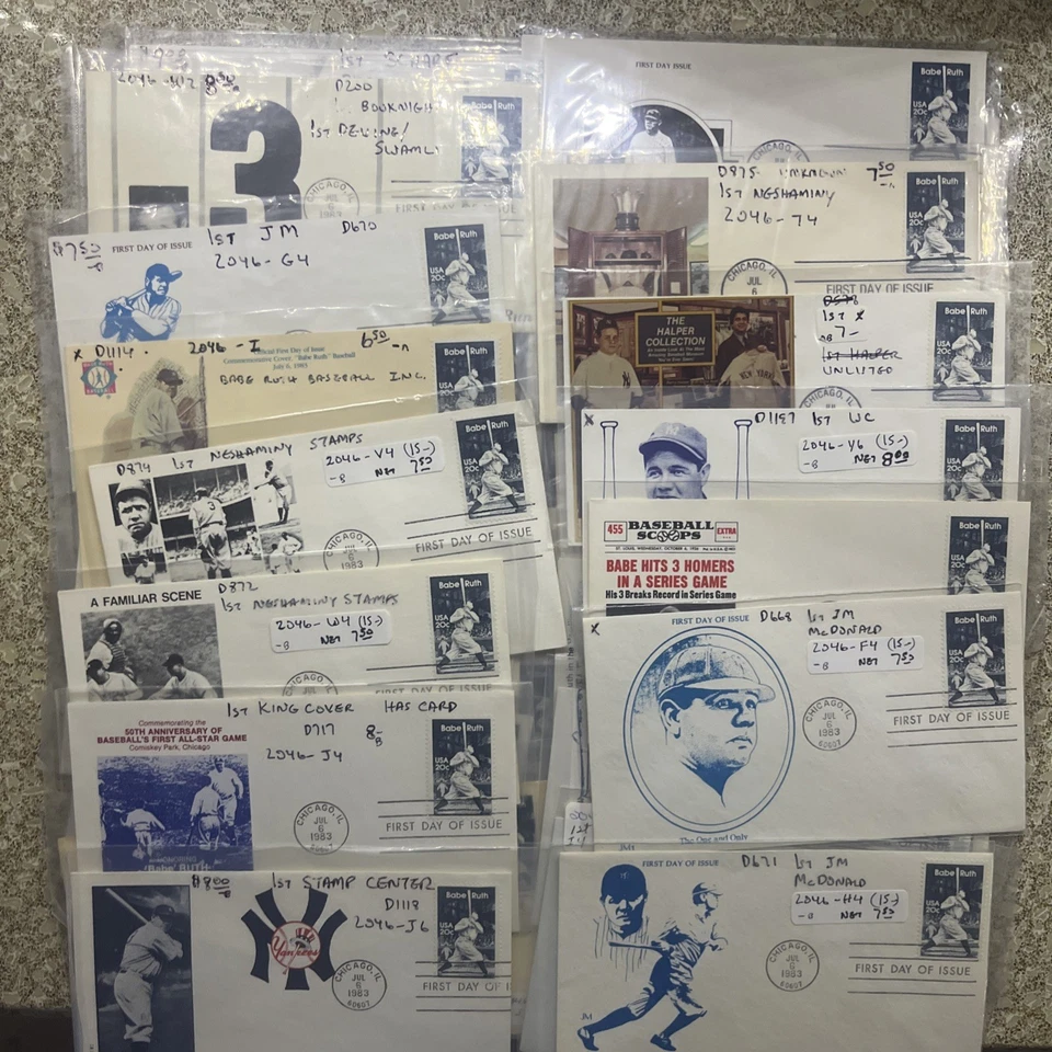 FDC 2046 Babe Ruth 67 Different Cachets RARE Postmarked Chicago And St. Vincent - Image 4 of 4