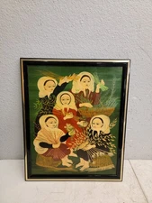 Carlos Perteagudo “Yuyeras” Signed Oil on Board Folk Naïve