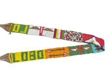 Vtg Native American Seed Beaded Hat Band Thunderbird Teepee Arrow Design 17.5