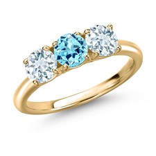 10K Yellow Gold Blue Apatite and Aquamarine Engagement Ring For Women | 1.50