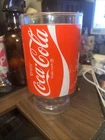 Coca-Cola Red 32 Ounces Glass Enjoy Coke Pedestal Bottom Extra Large Vintage 7”