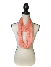 Womens Infinity Scarf Sheer Coral  Subtle Striped Lightweight Cottagecore Spring