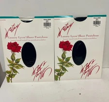 2 VTG LORD & TAYLOR Luxury Lycra Opaque Control Top Blue Pantyhose Size C