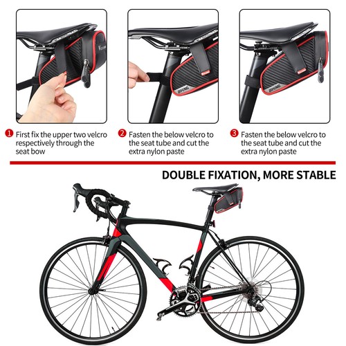WEST BIKING Fahrrad Sitz Satteltasche Lagerung Tail Pouch Bag Schwarz Rot 1.8L - Picture 15 of 15