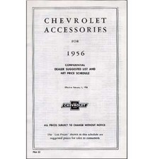 1956 Accessory List Price Schedule For Chevy Gmc Truck 1956 Accessory List Price Schedule For Chevy Gmc Truck