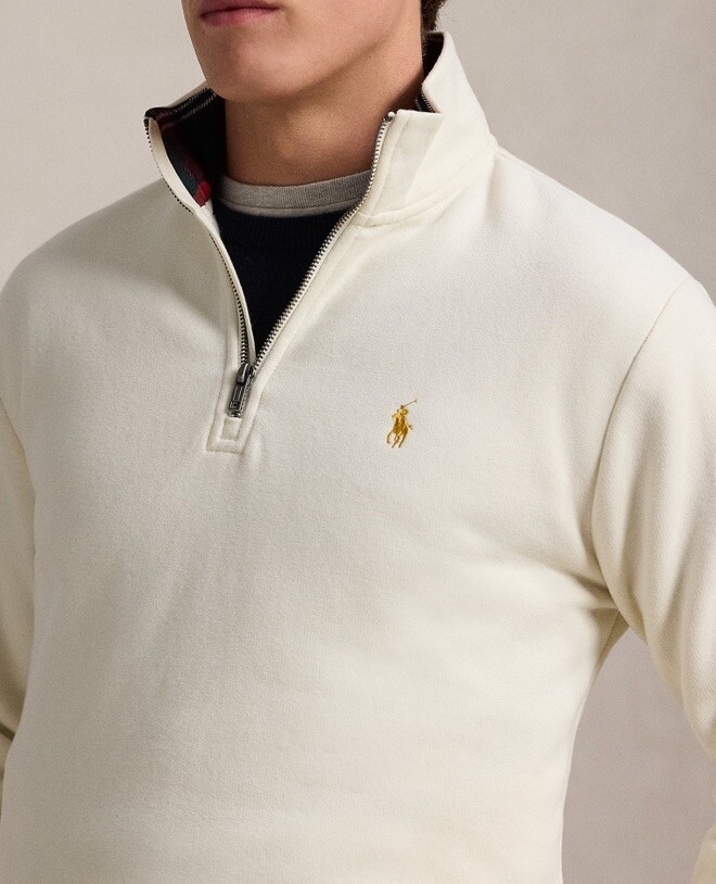$148 Polo Ralph Lauren Men's The RL Fleece Sweatshirt Herbal Milk