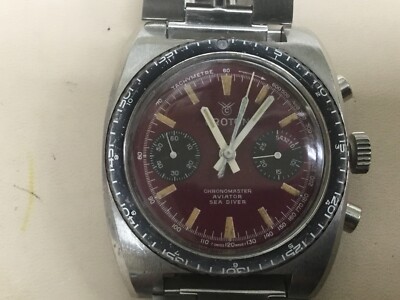 CROTON CHRONOMASTER AVIATOR SEADIVER REF # 106 PAUL NEWMAN STYLE MAROON DIAL