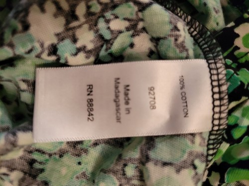 Ellos Womens Top Plus Size 2X (26/28) Green/White/Black Floral Cotton Stretch - Picture 5 of 6