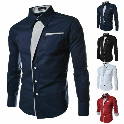 Herren Formell Business Langarm Knöpfe T-Shirt Fitness Bequem Oberteil Basic Blusen
