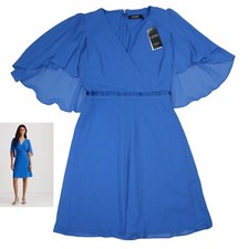 Ralph Lauren Solid Color Cape Short Sleeve Knee Length Dress NWT Boysenberry