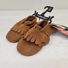 Wonder Nation Moccasin Genuine Leather Baby/Toddler Girls Size 6 Brown