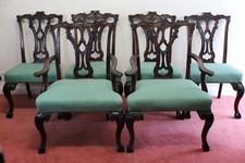 Stunning Set Of Six Mahogany Chippendale Style Dining Chairs 