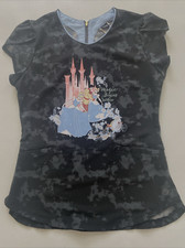 Disney Cinderella Scrubs Top Women S Zip Cap Sleeves Pockets HS717 PRMBC