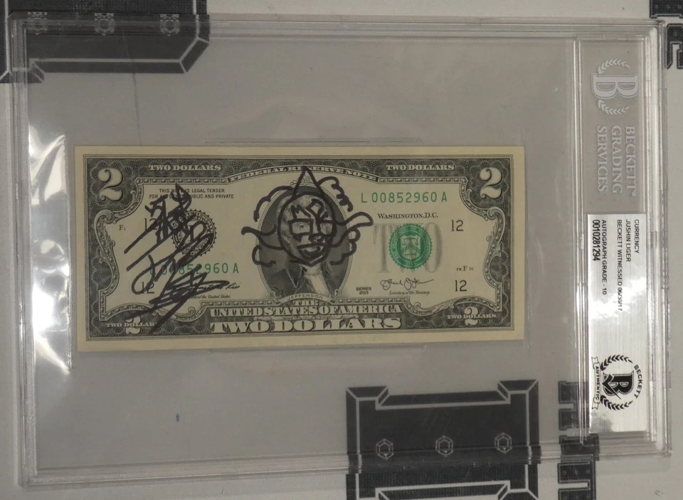Jushin Liger Assinado $2 Bill BAS CERTIFICADO DE AUTENTICIDADE Gem Perfeito Estado 10 Novo Japão Pro Máscara de Luta WWE - Imagem 4 de 4
