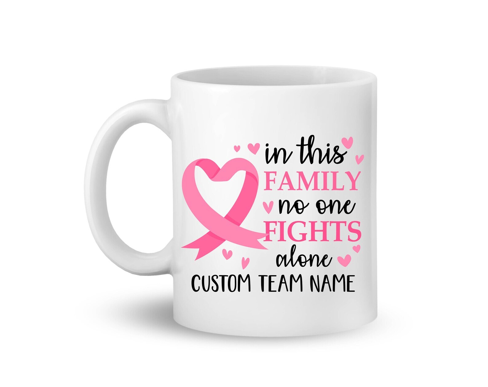 In This Family No One Fights Alone Cancer Support Matching Mugs  