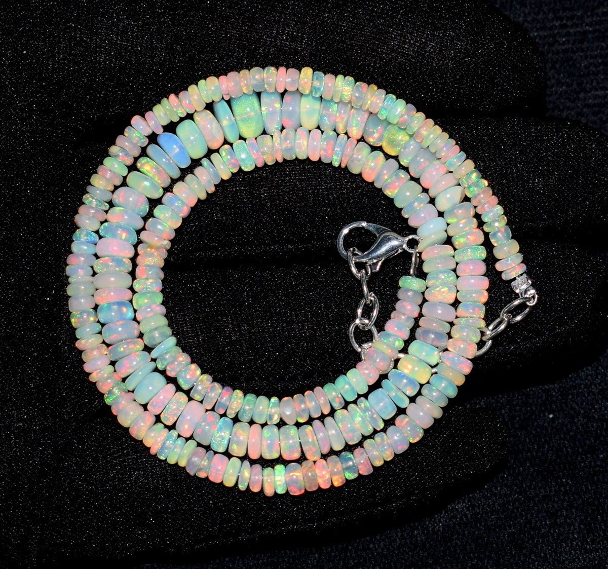 16 Inch Natural Ethiopian Welo Fire Opal Gemstone Beads Necklace Black Friday Deal