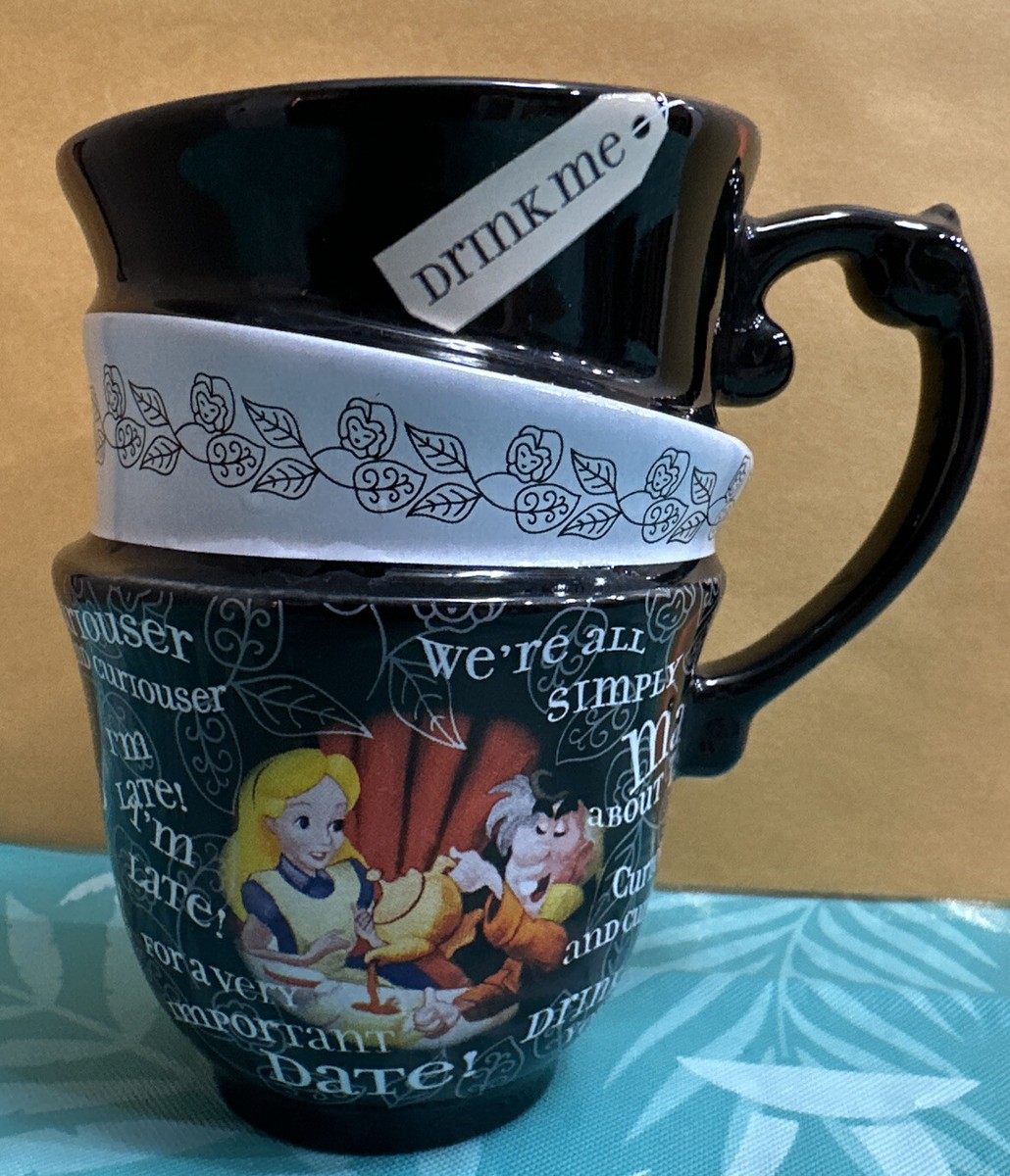 Disney Alice In Wonderland Triple Stacked Mad Hatter Coffee Mug Tea Cup  Black | eBay