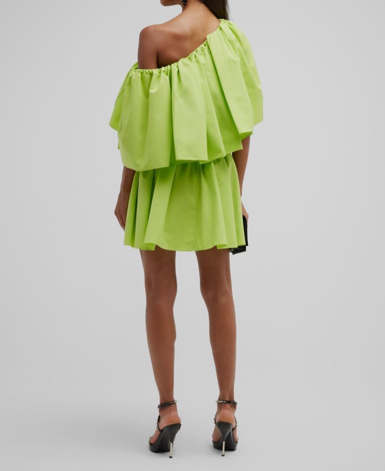 $2590 Alexander McQueen Women's Green Ruffled Poplin One