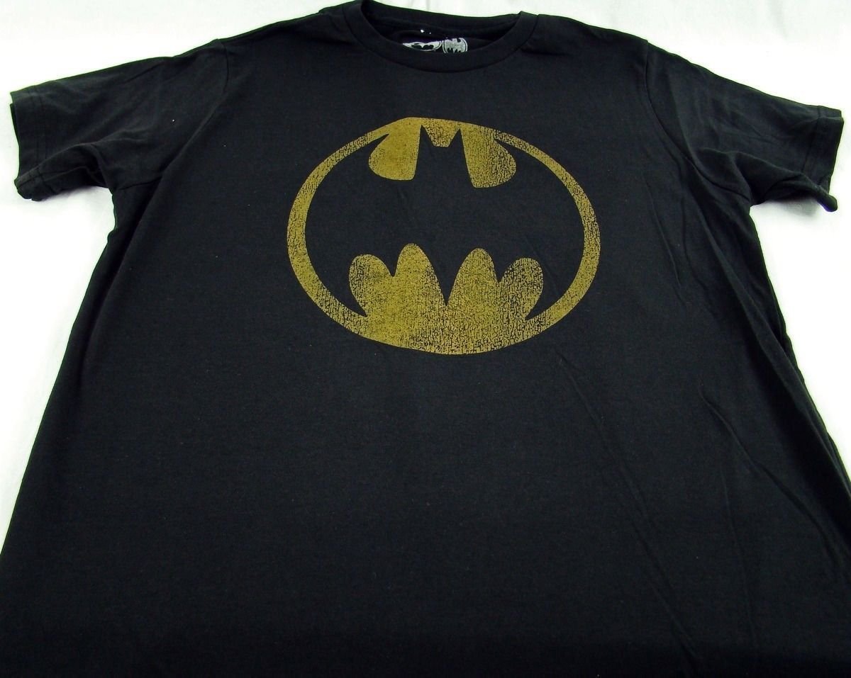 T-Shirt Garçon Batman DC Comics - Logo & Masque Brodés, Noir & Jaune, Confort Coton