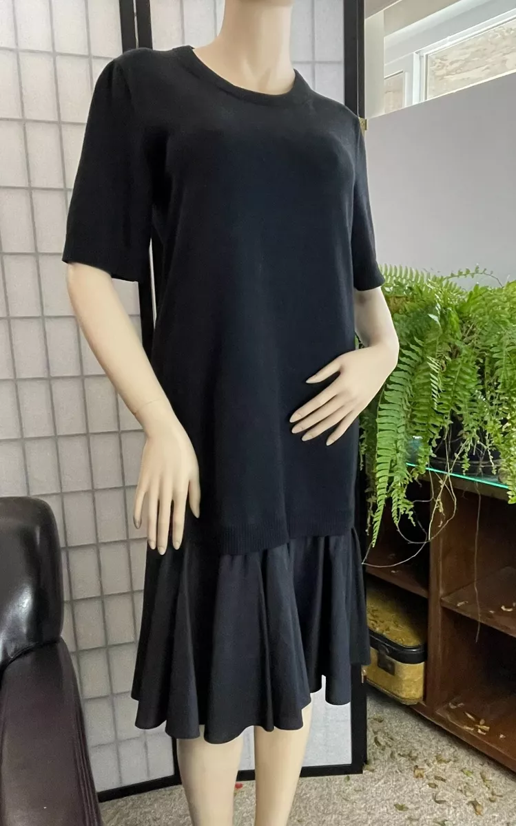 C.O.S. Black Cotton Knit Dress with Ruffle Bottom Medium eBay