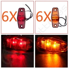12pcs LED Light Amber/Red Universal Surface Mount Clearance Side Marker Trailer
