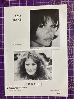 Laya Raki. Rare,original 1984 acting agency Z-page