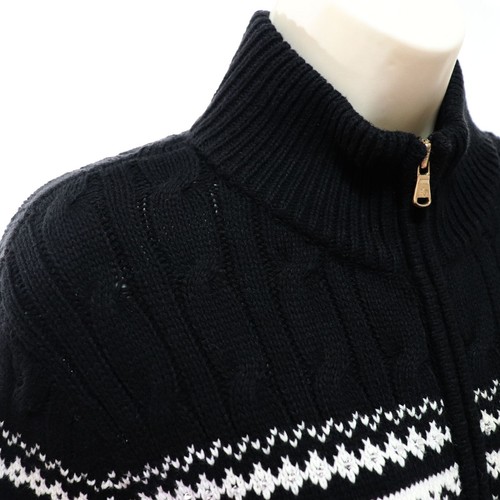 Ralph Lauren Petite Women's Cardigan Sweater L PL Black Fair Isle Rhinestone LRL - Picture 5 of 12