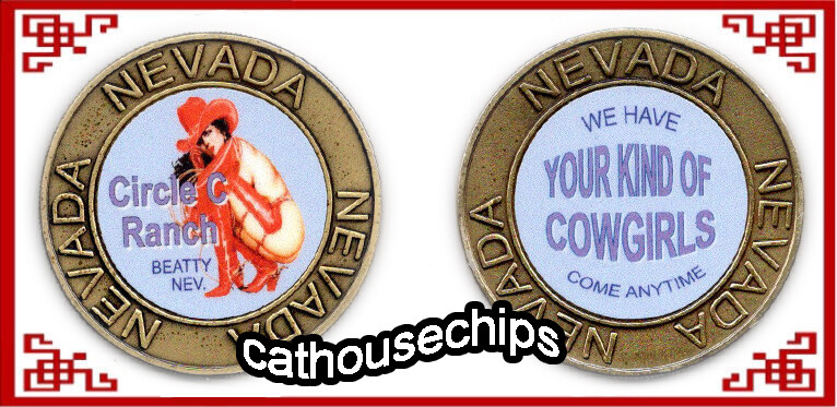 Famous Circle C Ranch Beatty NEV. Brothel Cowgirl Brass Cat House Coin