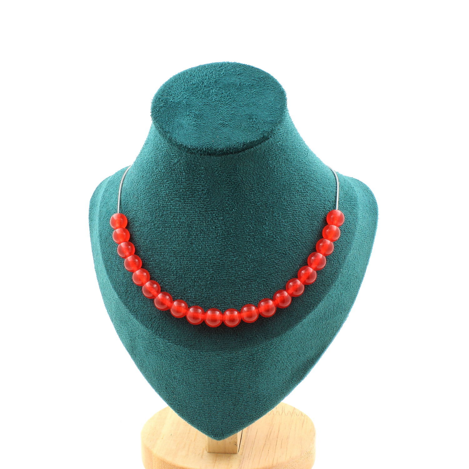 Calcédoine rouge collier femme perles 8 mm en acier inoxydable bijoux lithothérapie