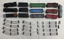 Vintage Train Assortment; Lot of 13 Plus Track. 3 Engines 3 Caboose 7 Misc Cars