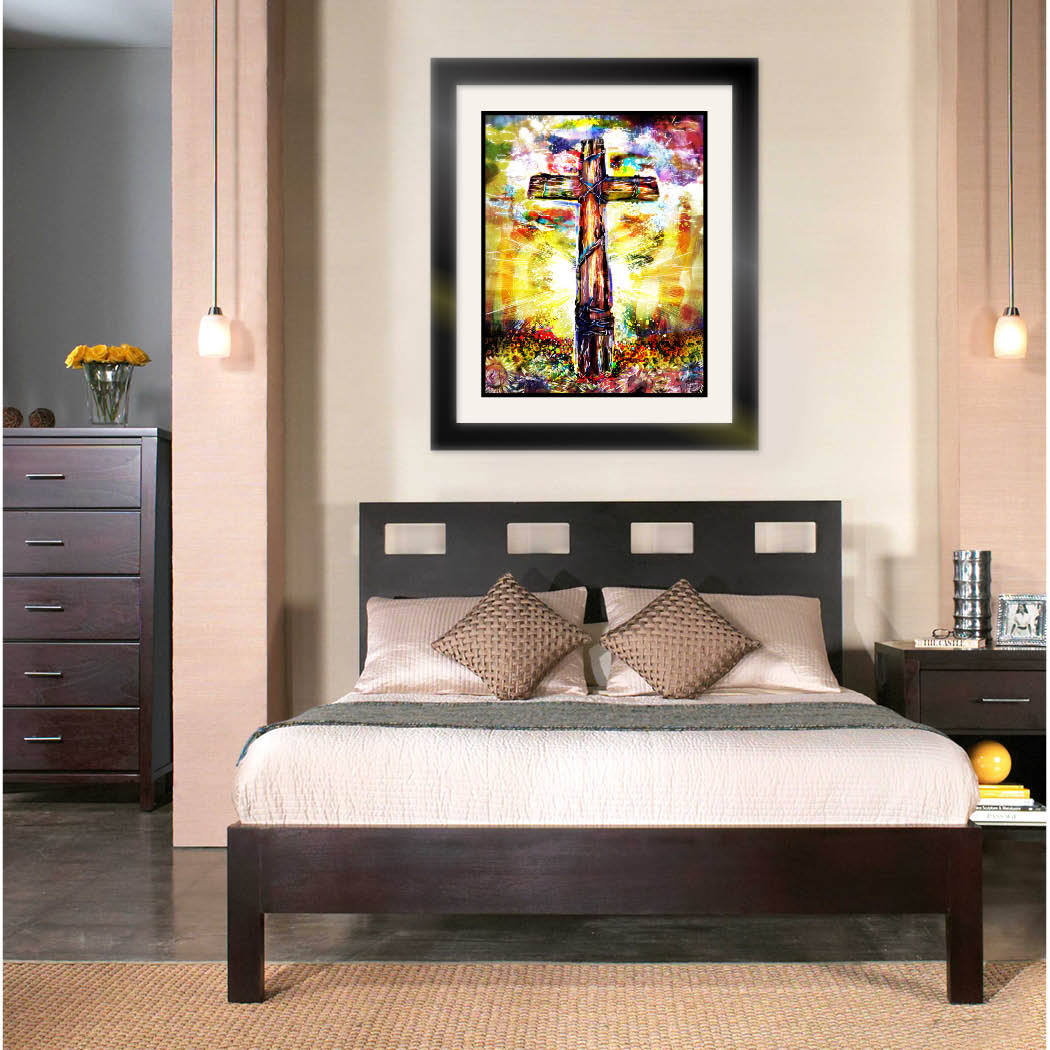Cross Art Print, Christian Art, Religious painting Living Room